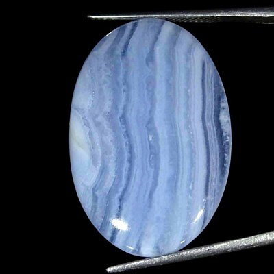 #ad 34.80Cts Natural Blue Lace Agate Cab Loose Gemstone Shape Oval Size 23x34x6mm $7.99