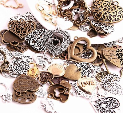 #ad Heart Silver Gold Color Pendants Handmade Fashion Jewelry Pendant Charms 100pcs $14.76