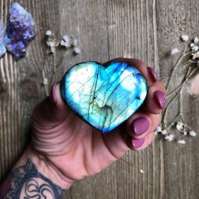 #ad Natural Crystal Heart Moonstone Polished Labradorite Stone Healing Energy Reiki $2.99