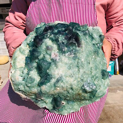 #ad 13.6KG Natural Rare Green Cubic Fluorite Crystal Mineral Specimen Stone Healing $588.88
