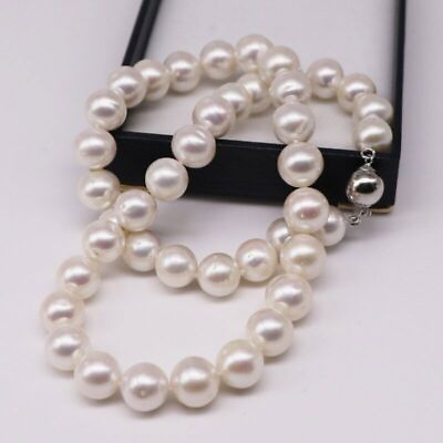 #ad #ad Pearl Necklace Women Natural Freshwater Cultured Large Bead In White 925 Silver $297.86