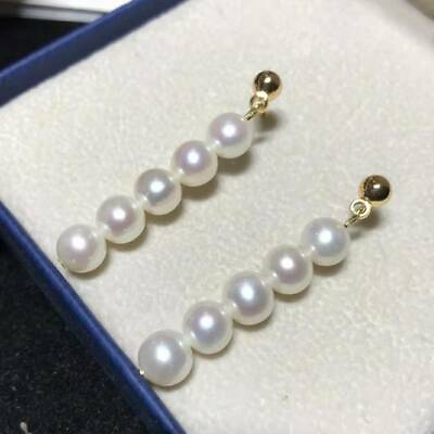 #ad Surprising AAA 5 6mm real natural south sea white pearl earrings 14K filled gold $39.99