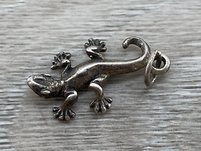 #ad Lizard Gecko Salamander Amphibian Sterling Silver 3d Charm Pendant Exotic Figure $15.99