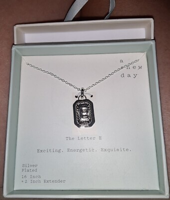 #ad A New Day Silver Plated Letter E Monogram Initial Charm Necklace 16 Inch $8.99