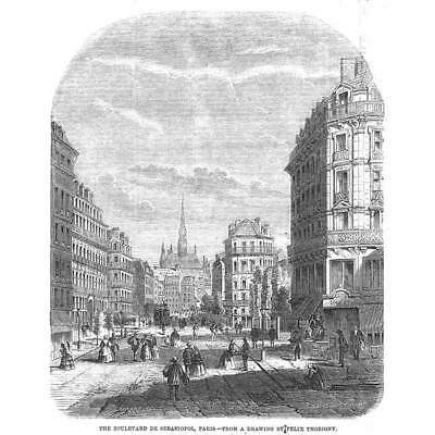 #ad PARIS Boulevard De Sebastopol Antique Print 1859 GBP 7.50