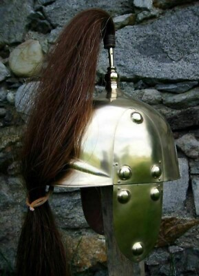 #ad Medieval Knight Brass Reenactment Classic Celts Roman Celtic Helmet W Plume gift $278.42