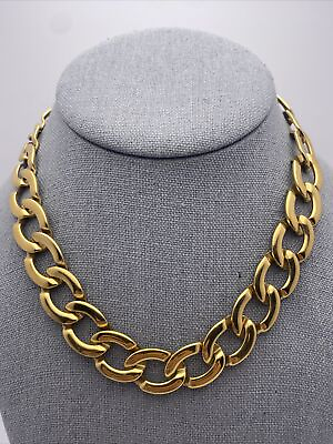#ad Gold Tone Link Choker Necklace Metal 16” $26.99