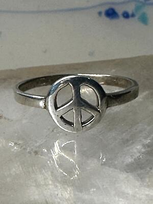 #ad Peace ring band size 8.50 sterling silver women pinky girls women $28.00