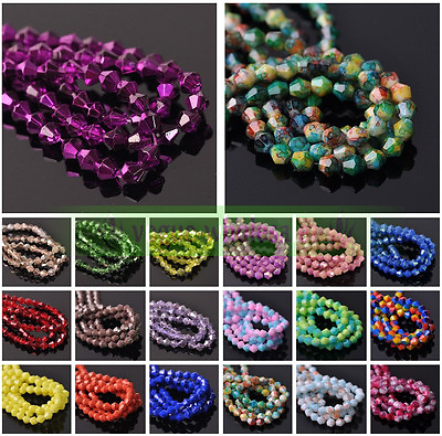 #ad 3mm 4mm 6mm 8mm Coated Colors Bicone Faceted Glass Loose Spacer Beads $1.89