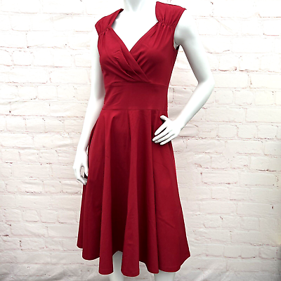 #ad MUXXN Women#x27;s 50s 60s Vintage Sexy V Neck Swing Red Dress Size L $21.00