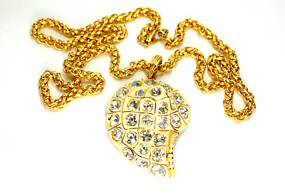 #ad Statement Gem Craft Moghul Seashell Pendant Necklace Gilt Gold Domed $178.50