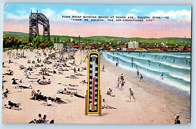#ad Duluth Minnesota MN Postcard Park Point Bathing Beach Tenth Ave Aerial View 1940 $14.95