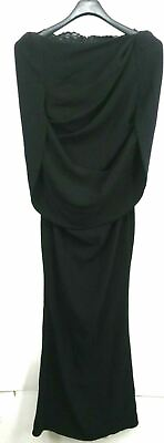 #ad NWT Talbots Runhof Women#x27;s Size 38 8 Lace Button Back Black Long Evening Dress $229.49