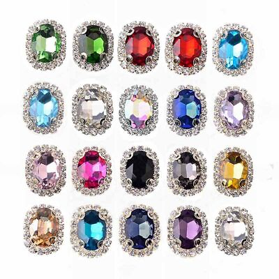 #ad Rhinestones Embellishment 10Pcs 15x20mm 4 hole Sewing Charm Jewelry Making Decor $9.95