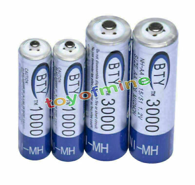 #ad 2 AA 3000mAh 2 AAA 1000mAh 1.2V NI MH rechargeable battery 2A 3A for RC Toy MP3 $11.97