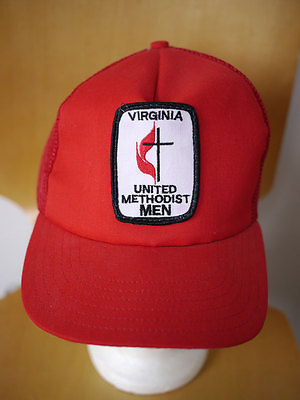 #ad Vtg 70s quot;Virginia United Methodist Menquot; Patch HIPSTER Red TRUCKER HAT Adjustable $17.81