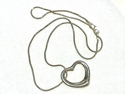 #ad Tiffany amp; Co. Elsa Peretti Sterling Silver Open Heart Pendant Necklace 925 3.7g $129.00