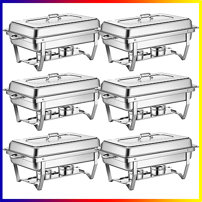 #ad 6 Pack 13.7 QT Stainless Steel Chafer Chafing Dish Sets Catering Food Warmer $142.49