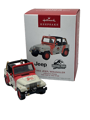 #ad Hallmark 2023 Keepsake Jurassic Park 1992 Jeep Wrangler Christmas Ornament New $18.99