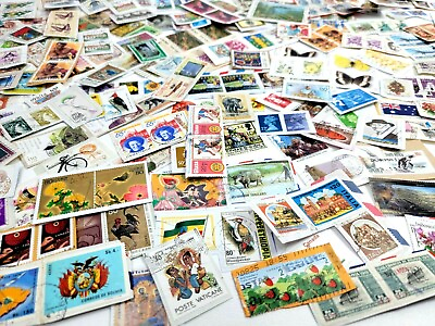 #ad QUARTER POUND of FOREIGN Stamp KILOWARE Mix ON Paper $22.95
