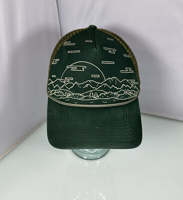#ad The North Face Embroidered Mountain Forrest Green Mesh Back Trucker Hat Snapback $22.40