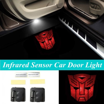 #ad 2Pcs LED Car Door Red Transformers Autobot Welcome Projector Shadow Lights $18.04