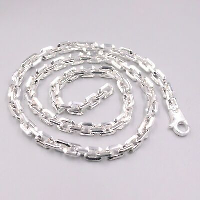 #ad Real Solid 925 Sterling Silver Chain 6mm Square Cable Link Necklace 54g 20inch $136.62