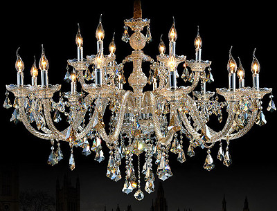 #ad Cognac Large 18 arms Luxury Crystal Chandelier Light Pandent Lamp Wall Fixtures $431.48