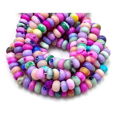 #ad Beautiful Rainbow color shaded opal smooth rondelle beads 10mm 16quot; Long Strand $17.99