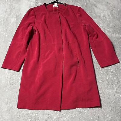 #ad Chicos Long Suit Jacket Blazer Womens XL Chicos 3 Red Long Blazer Pockets Dress $49.95