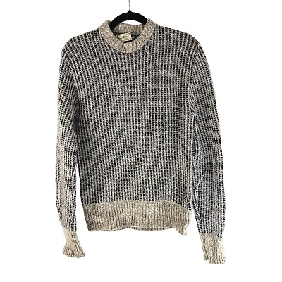 #ad LL Bean Mens Vintage Fisherman Sweater Wool Blend Crew Neck Marled Brown Black S $21.24