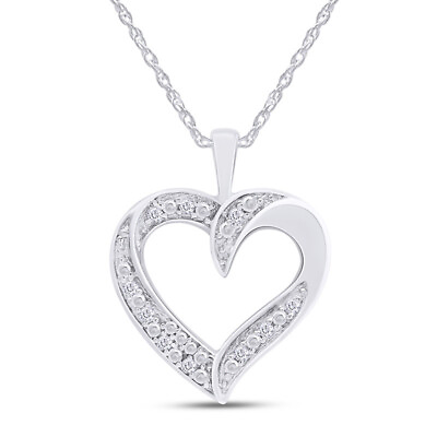 #ad Heart Pendant amp; Necklace 4K Gold Plated Silver Diamond Accent w 18quot; Chain $107.99
