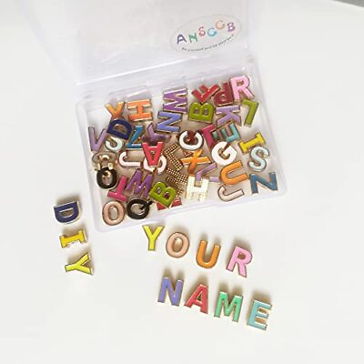 #ad 52Pcs Alloy Enamel Letter Shape Beads Capital Alphabet 2 Sets of A Z Charm $21.21