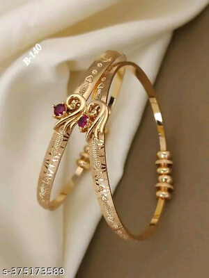 #ad Indian Ethnic Bollywood Gold Plated Fashion Jewelry AD Bangles Bracelet Set $14.96