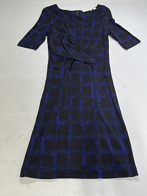#ad Womens BOSS Hugo Boss Black 3 4 Sleeve Blue Check Dress Size Large L NEW $149.99