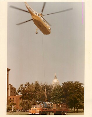 #ad Helicopter Rigging Above Truck Vintage 1974 Color Matte Finish 8x10 Photo $19.99