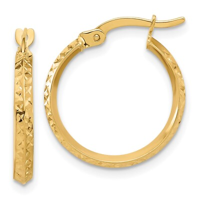 #ad 14k Yellow Gold Diamond cut Knife Edge Hoop Earrings L 20.5 mm W 18 mm $180.00