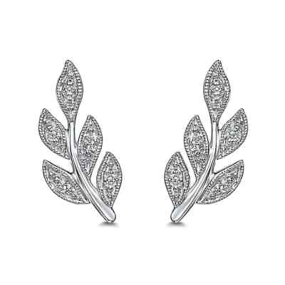 #ad Women Leaf Stud Earring 14K White Gold Plated 2.00Ct Diamond Lab Created Diamond $159.99