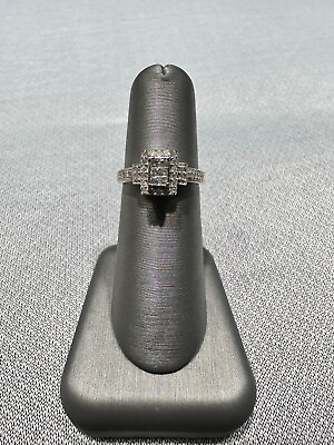 #ad 10kt white gold ladies diamond ring princess and round diamonds 0.50ctw $745.00