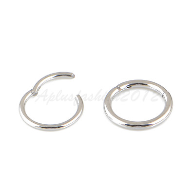 #ad 18G 16G 14G Stainless Steel HINGED Segment Nose Ring Septum Clicker Daith Hoop $6.95