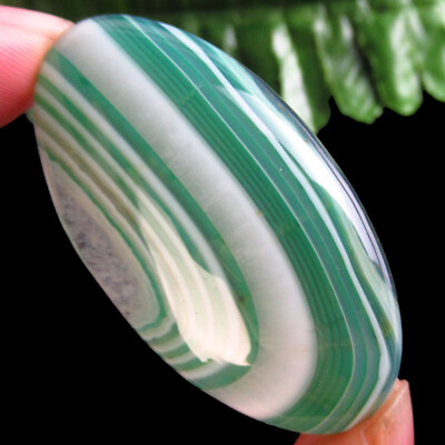 #ad D19182 Green White Onyx Agate Oval Cab Cabochon 50x27x7mm $10.78