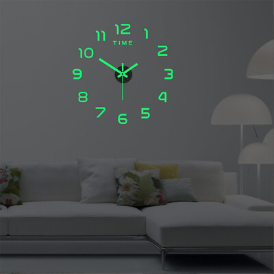 #ad DIY Sticker Wall Clock Luminous Silent Frameless Digital Office Modern Home Room $8.99