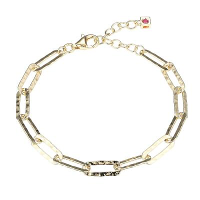 #ad ELLE 6.5quot;1.25quot; Yellow 925 6mm Hammered Paperclip Chain Bracelet $85.00