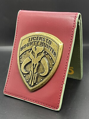 #ad Star Wars Boba Fett Licensed Bounty Hunter Badge Bi fold Red Green Wallet NEW $22.00