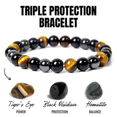 #ad Fashionable Magnetic Hematite Tiger Eye Obsidian Jewelry Bracelet for Women Men $15.98
