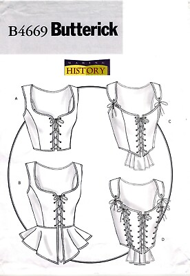 #ad Butterick 4669 Lined Fitted Lace Peplum Corset Bustier 6 20 Sewing Pattern $12.95