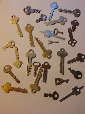 #ad Vintage Antique Keys Lot Of 25 skeleton safe deposit box etc Brass amp; steel Y $7.00