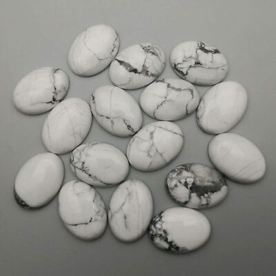 #ad 50pcs Natural White Howlite Stone Oval Cab Cabochon for Jewelry Making 25X18mm $33.55