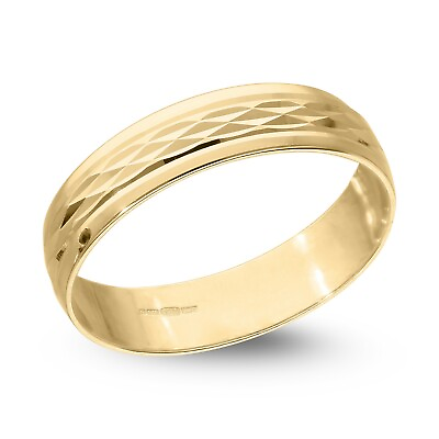 #ad 9 ct Gold BRIDE Personalised gold wedding band diamond cut wedding ring 4mm $109.49