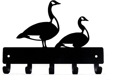 #ad Canadian Geese 9 in. LG Wall Key Rack Holder Made in USA Storage with 5 hooks $21.99